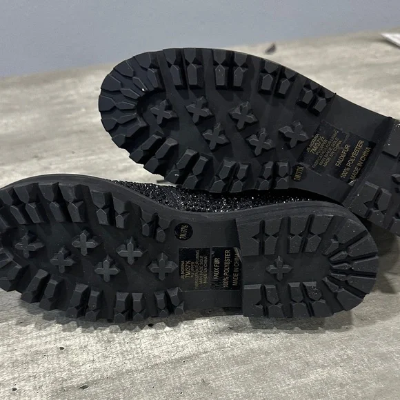 Jessica Simpson Black Sparkle Lace Up Boots - Picture 5 of 5